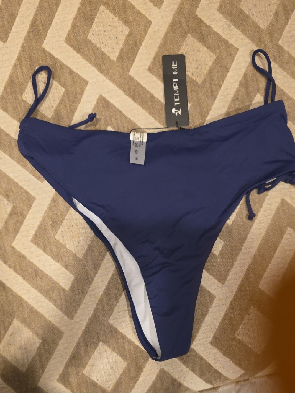 Tempt Me Navy Blue High-Cut Bikini Bottom